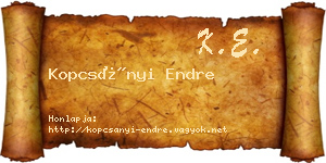 Kopcsányi Endre névjegykártya